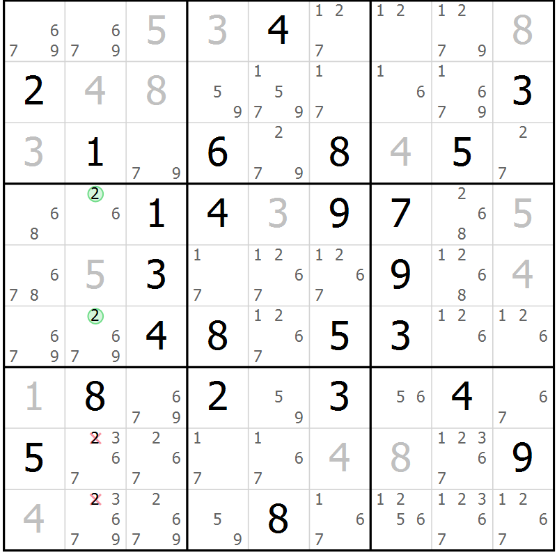 Position des candidats pour la solution de la Gr 30 page 33 du magazine de sudoku Maestro n° 085