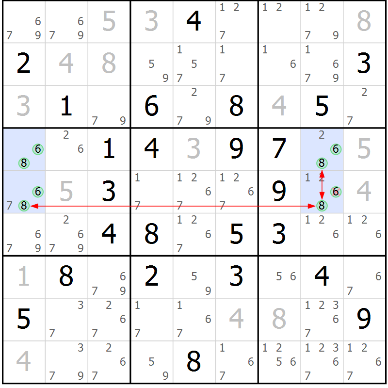 Position des candidats pour la solution de la Gr 30 page 33 du magazine de sudoku Maestro n° 085