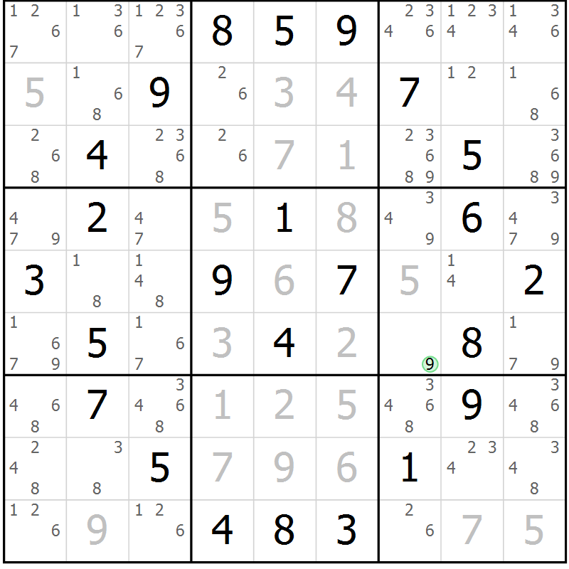 Position des candidats pour la solution de la Gr 31 page 34 du magazine de sudoku Maestro n° 085