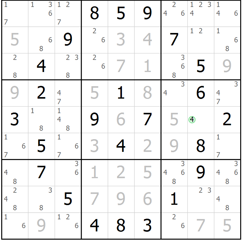 Position des candidats pour la solution de la Gr 31 page 34 du magazine de sudoku Maestro n° 085