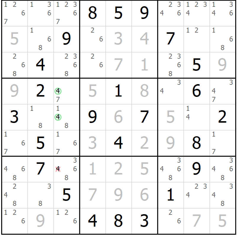 Position des candidats pour la solution de la Gr 31 page 34 du magazine de sudoku Maestro n° 085