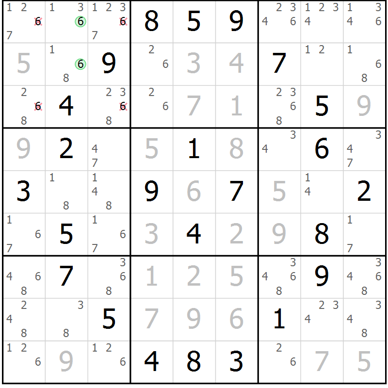 Position des candidats pour la solution de la Gr 31 page 34 du magazine de sudoku Maestro n° 085