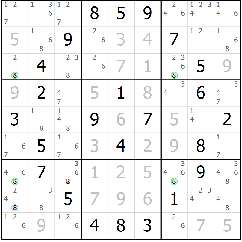 Position des candidats pour la solution de la Gr 31 page 34 du magazine de sudoku Maestro n° 085