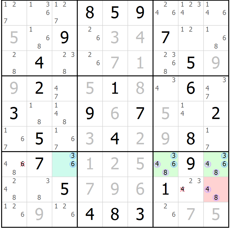 Position des candidats pour la solution de la Gr 31 page 34 du magazine de sudoku Maestro n° 085