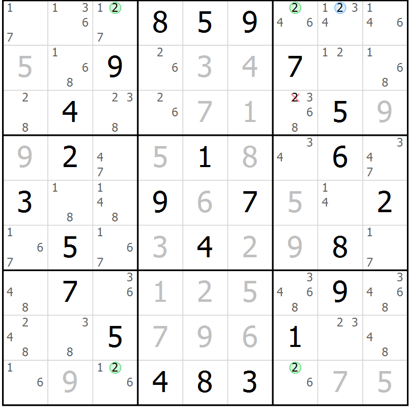 Position des candidats pour la solution de la Gr 31 page 34 du magazine de sudoku Maestro n° 085