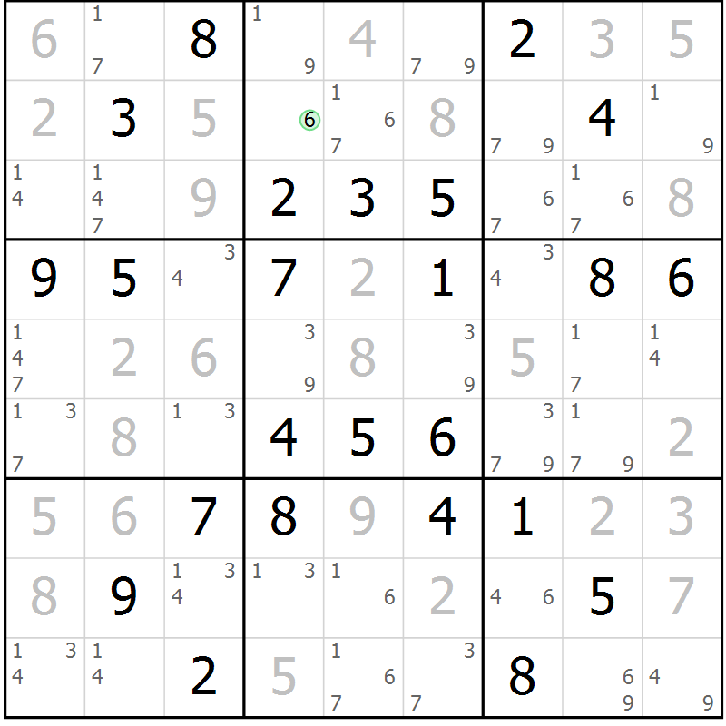 Position des candidats pour la solution de la Gr 32 page 35 du magazine de sudoku Maestro n° 085