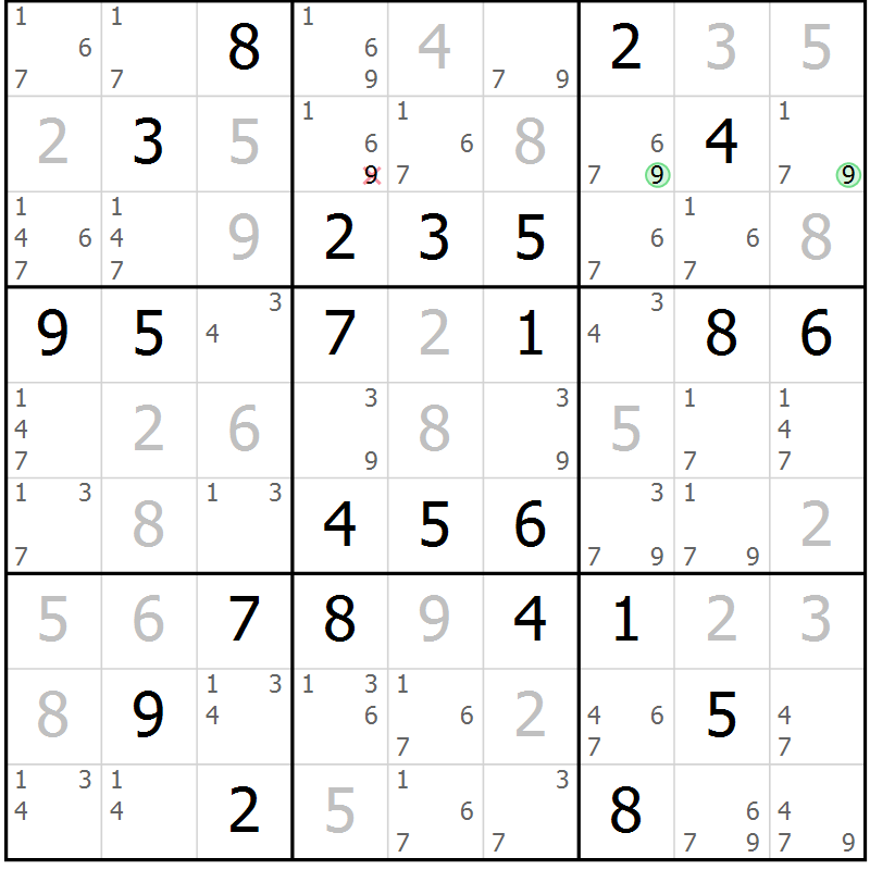 Position des candidats pour la solution de la Gr 32 page 35 du magazine de sudoku Maestro n° 085