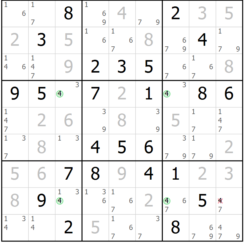 Position des candidats pour la solution de la Gr 32 page 35 du magazine de sudoku Maestro n° 085