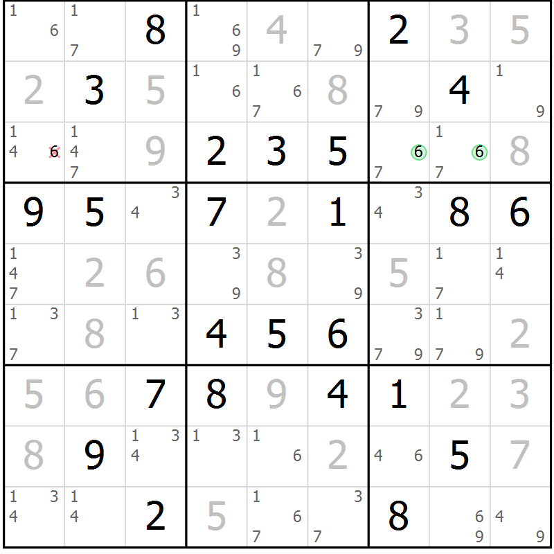 Position des candidats pour la solution de la Gr 32 page 35 du magazine de sudoku Maestro n° 085