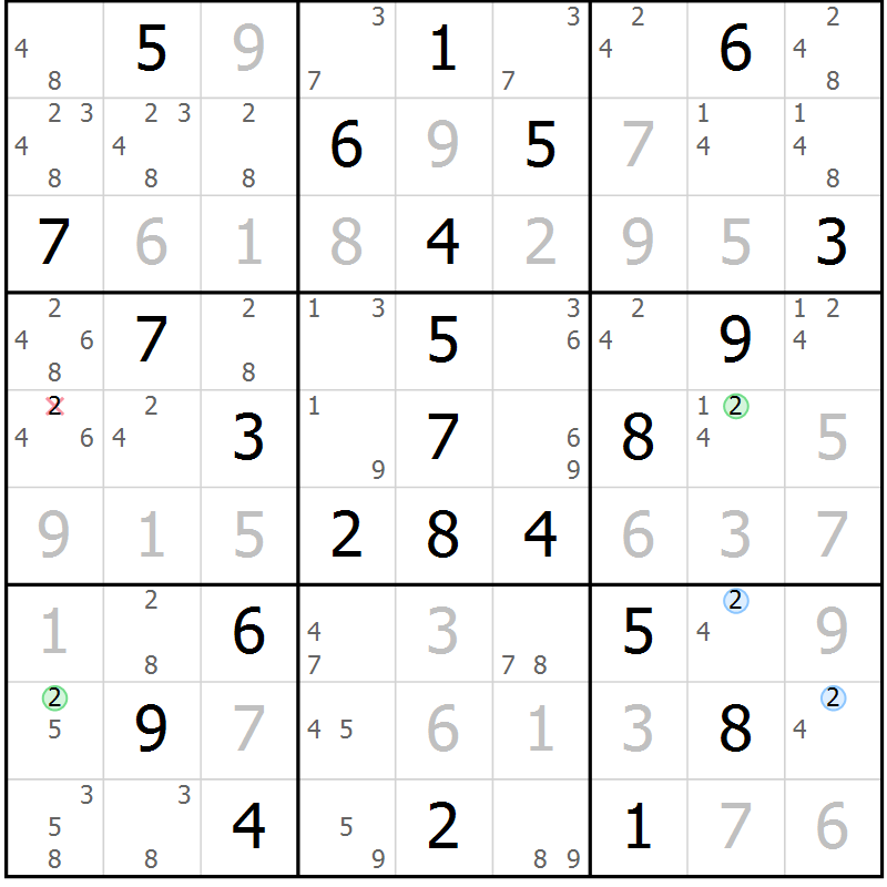 Position des candidats pour la solution de la Gr 34 page 37 du magazine de sudoku Maestro n° 085