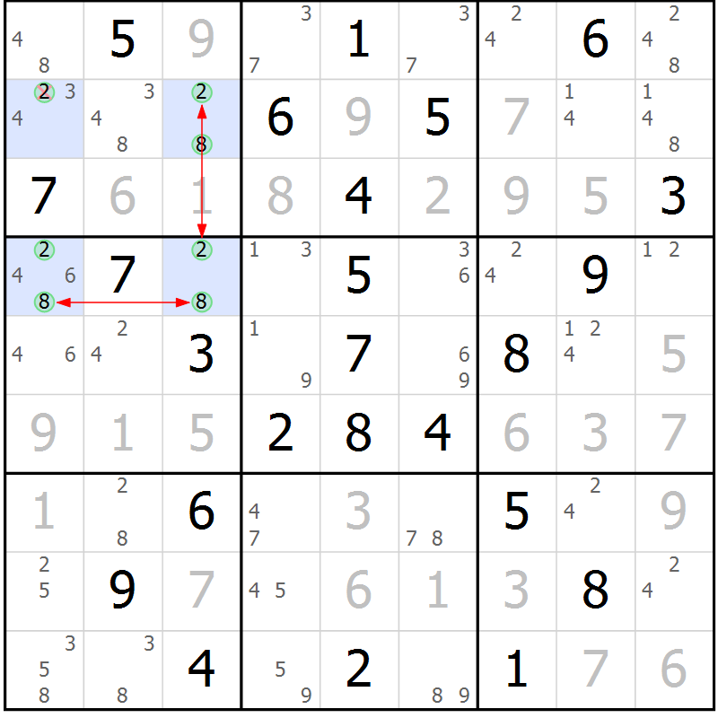 Position des candidats pour la solution de la Gr 34 page 37 du magazine de sudoku Maestro n° 085