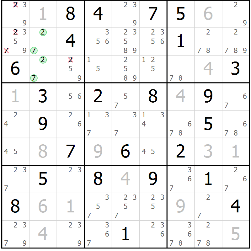Position des candidats pour la solution de la Gr 35 page 38 du magazine de sudoku Maestro n° 085