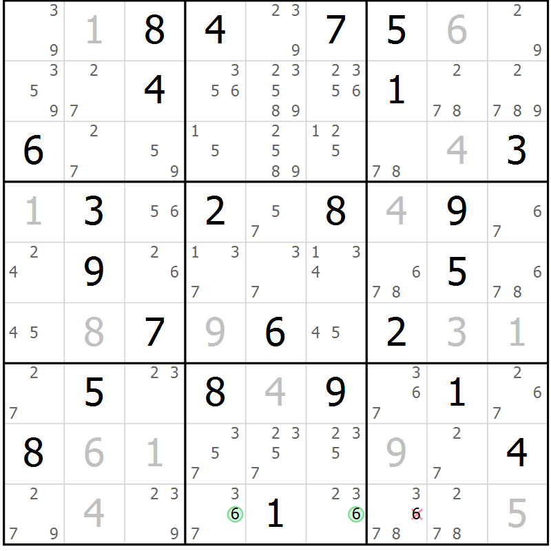 Position des candidats pour la solution de la Gr 35 page 38 du magazine de sudoku Maestro n° 085