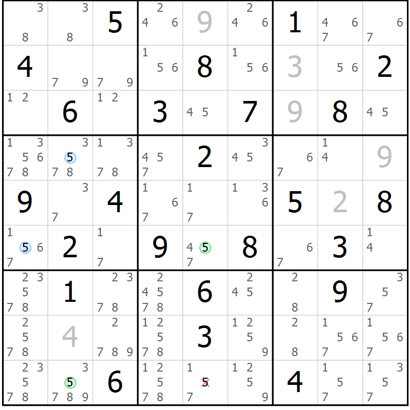 Position des candidats pour la solution de la Gr 36 page 39 du magazine de sudoku Maestro n° 085