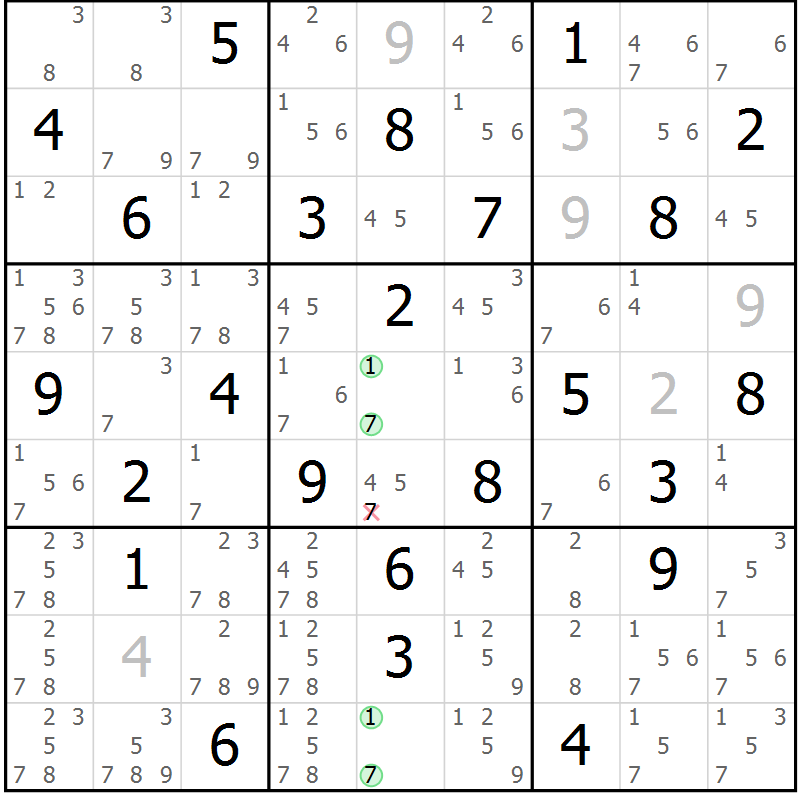 Position des candidats pour la solution de la Gr 36 page 39 du magazine de sudoku Maestro n° 085