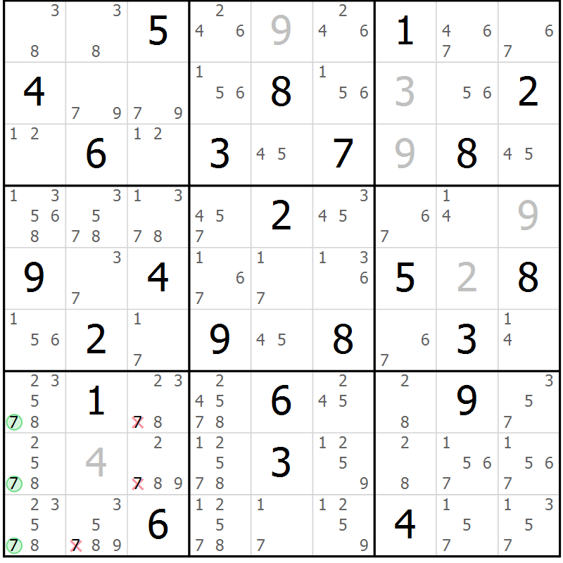 Position des candidats pour la solution de la Gr 36 page 39 du magazine de sudoku Maestro n° 085
