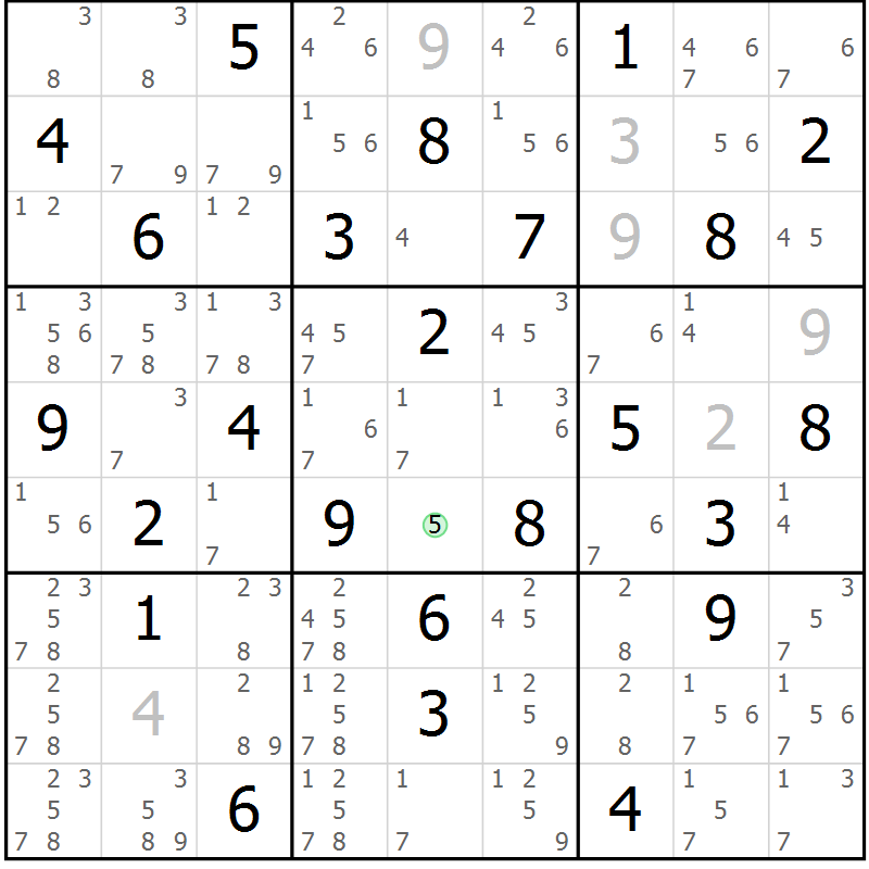 Position des candidats pour la solution de la Gr 36 page 39 du magazine de sudoku Maestro n° 085