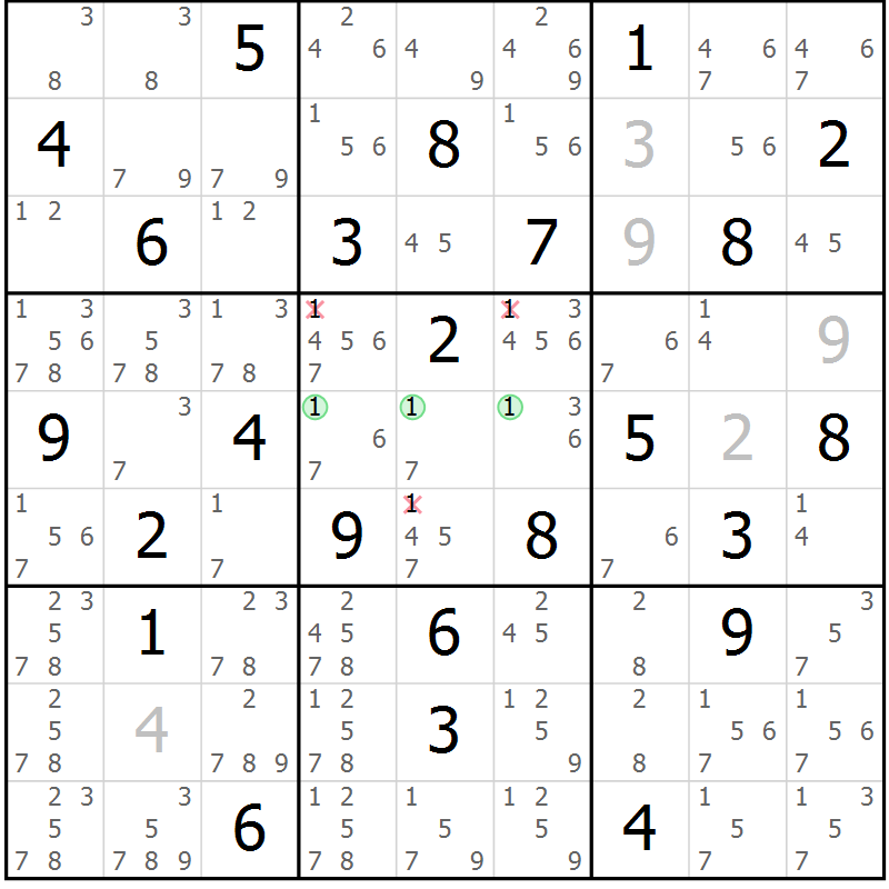 Position des candidats pour la solution de la Gr 36 page 39 du magazine de sudoku Maestro n° 085