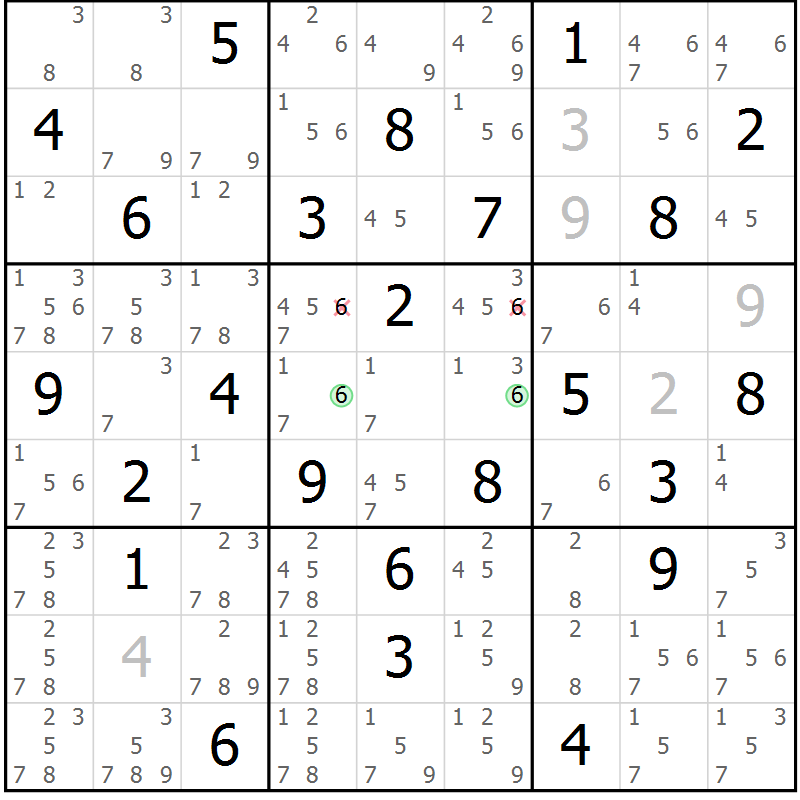 Position des candidats pour la solution de la Gr 36 page 39 du magazine de sudoku Maestro n° 085