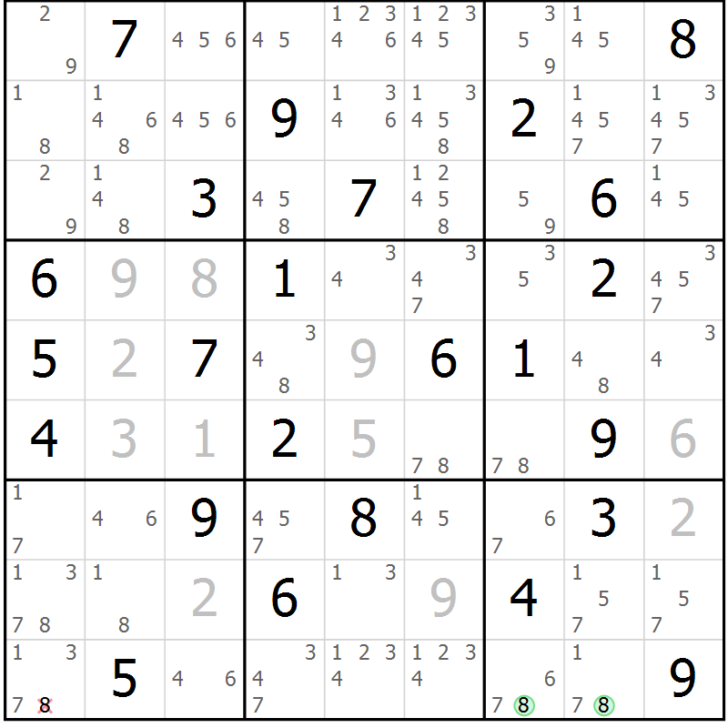 Position des candidats pour la solution de la Gr 37 page 40 du magazine de sudoku Maestro n° 085
