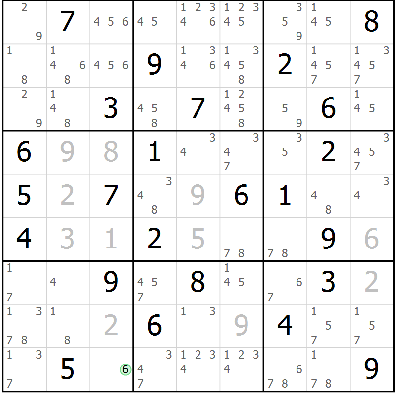 Position des candidats pour la solution de la Gr 37 page 40 du magazine de sudoku Maestro n° 085