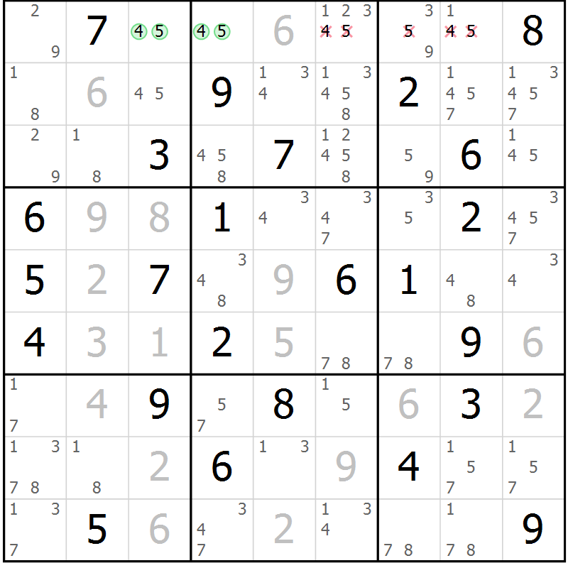 Position des candidats pour la solution de la Gr 37 page 40 du magazine de sudoku Maestro n° 085