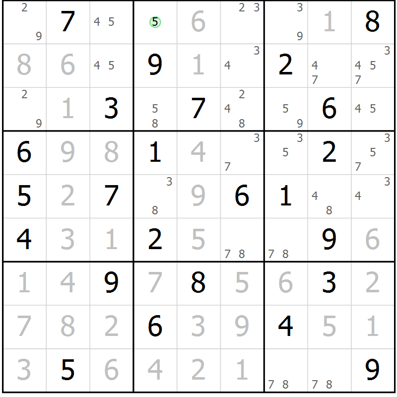Position des candidats pour la solution de la Gr 37 page 40 du magazine de sudoku Maestro n° 085