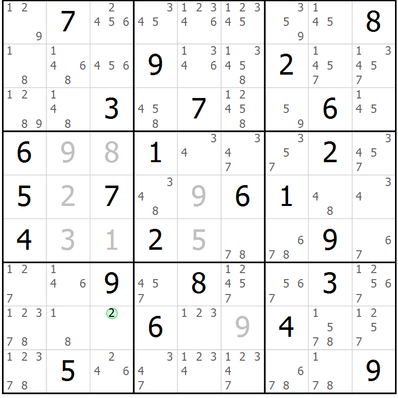 Position des candidats pour la solution de la Gr 37 page 40 du magazine de sudoku Maestro n° 085