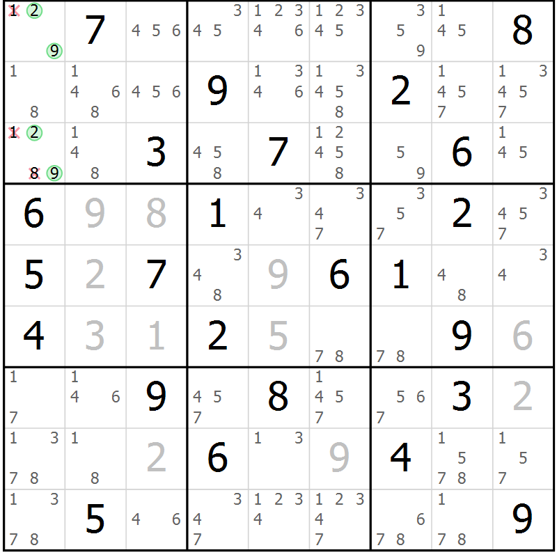 Position des candidats pour la solution de la Gr 37 page 40 du magazine de sudoku Maestro n° 085