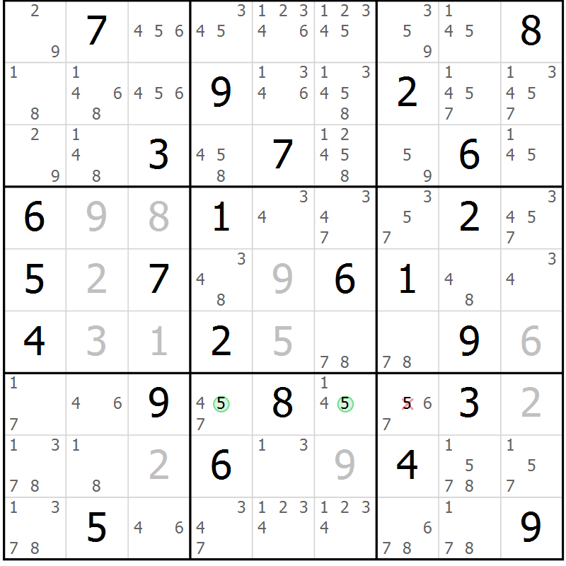Position des candidats pour la solution de la Gr 37 page 40 du magazine de sudoku Maestro n° 085