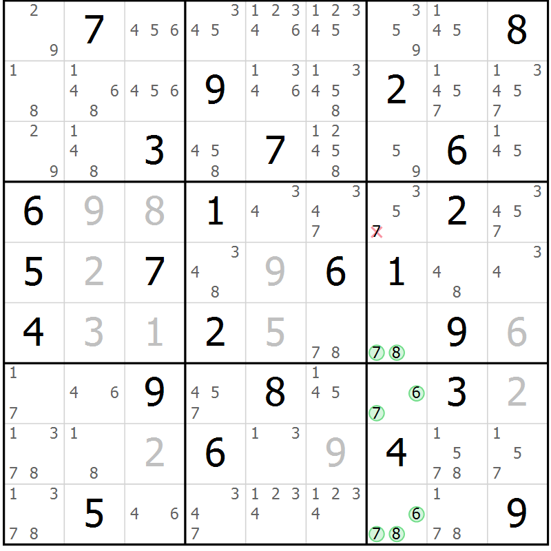 Position des candidats pour la solution de la Gr 37 page 40 du magazine de sudoku Maestro n° 085