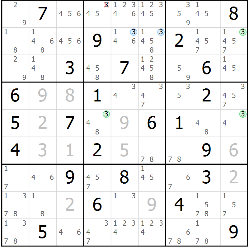 Position des candidats pour la solution de la Gr 37 page 40 du magazine de sudoku Maestro n° 085