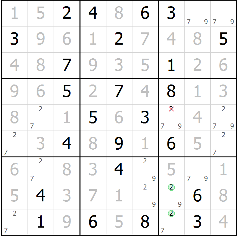 Position des candidats pour la solution de la Gr 38 page 41 du magazine de sudoku Maestro n° 085