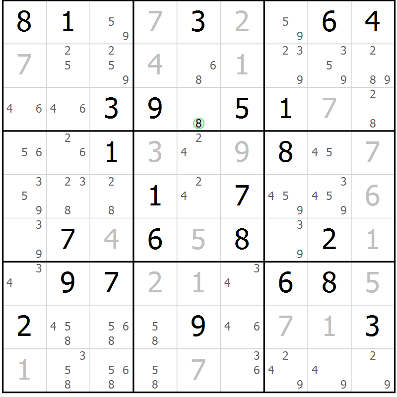 Position des candidats pour la solution de la Gr 39 page 42 du magazine de sudoku Maestro n° 085