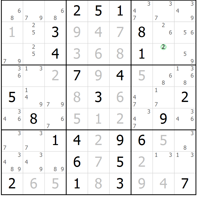 Position des candidats pour la solution de la Gr 4 page 7 du magazine de sudoku Maestro n° 085