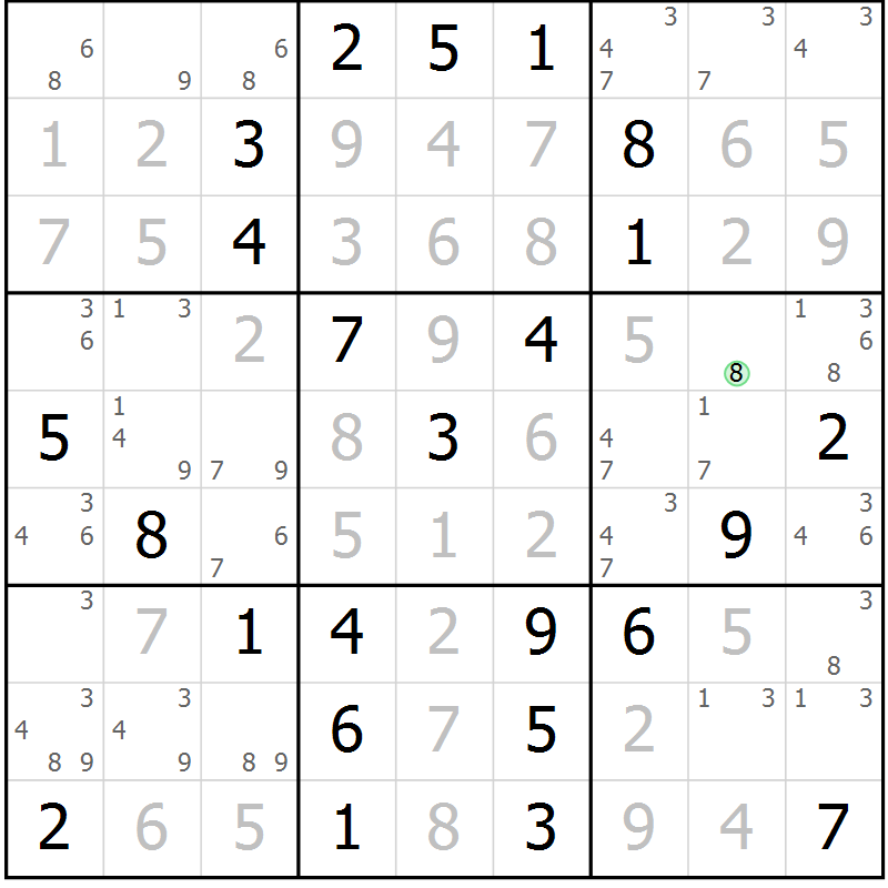 Position des candidats pour la solution de la Gr 4 page 7 du magazine de sudoku Maestro n° 085
