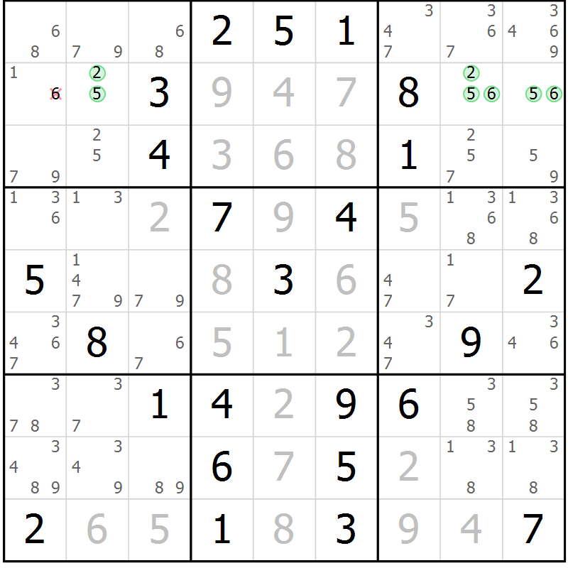 Position des candidats pour la solution de la Gr 4 page 7 du magazine de sudoku Maestro n° 085