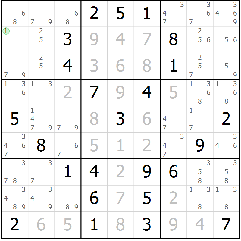 Position des candidats pour la solution de la Gr 4 page 7 du magazine de sudoku Maestro n° 085