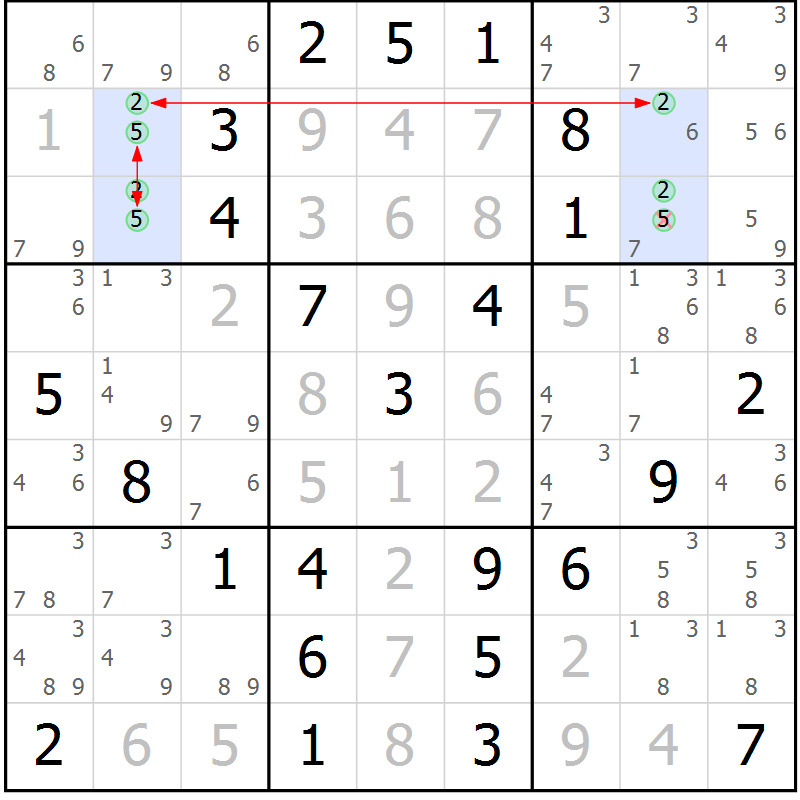Position des candidats pour la solution de la Gr 4 page 7 du magazine de sudoku Maestro n° 085