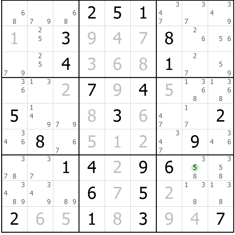 Position des candidats pour la solution de la Gr 4 page 7 du magazine de sudoku Maestro n° 085