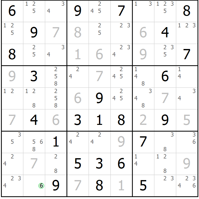 Position des candidats pour la solution de la Gr 40 page 43 du magazine de sudoku Maestro n° 085