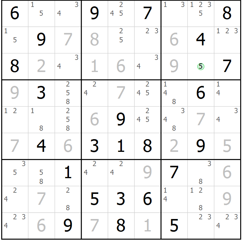 Position des candidats pour la solution de la Gr 40 page 43 du magazine de sudoku Maestro n° 085