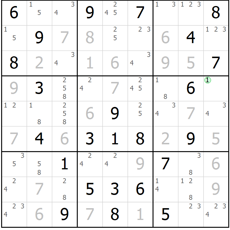 Position des candidats pour la solution de la Gr 40 page 43 du magazine de sudoku Maestro n° 085