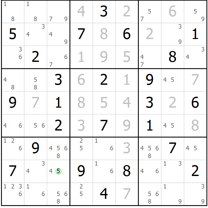 Position des candidats pour la solution de la Gr 42 page 45 du magazine de sudoku Maestro n° 085