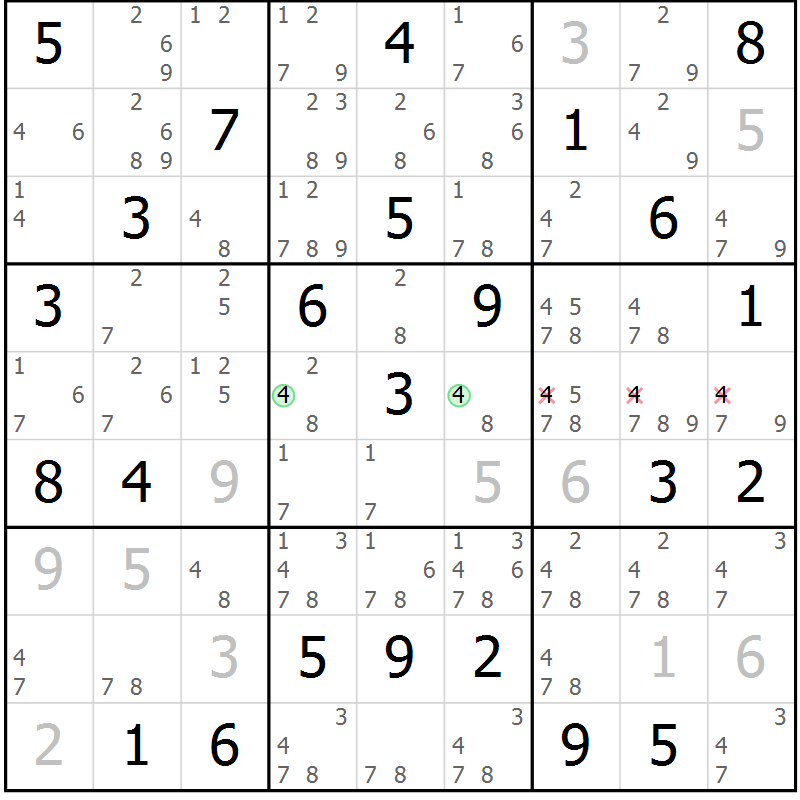 Position des candidats pour la solution de la Gr 43 page 46 du magazine de sudoku Maestro n° 085