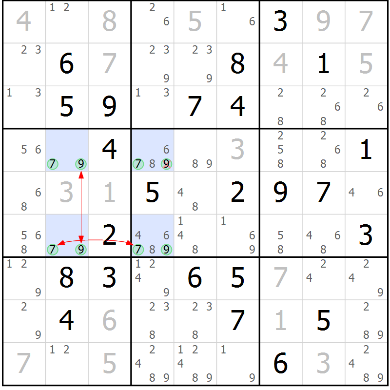 Position des candidats pour la solution de la Gr 44 page 47 du magazine de sudoku Maestro n° 085