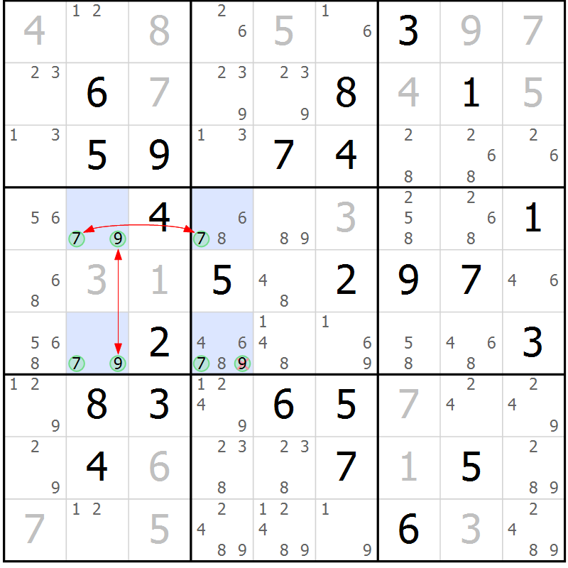 Position des candidats pour la solution de la Gr 44 page 47 du magazine de sudoku Maestro n° 085