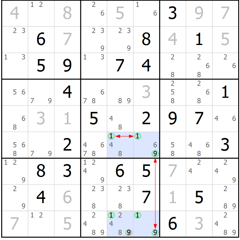 Position des candidats pour la solution de la Gr 44 page 47 du magazine de sudoku Maestro n° 085