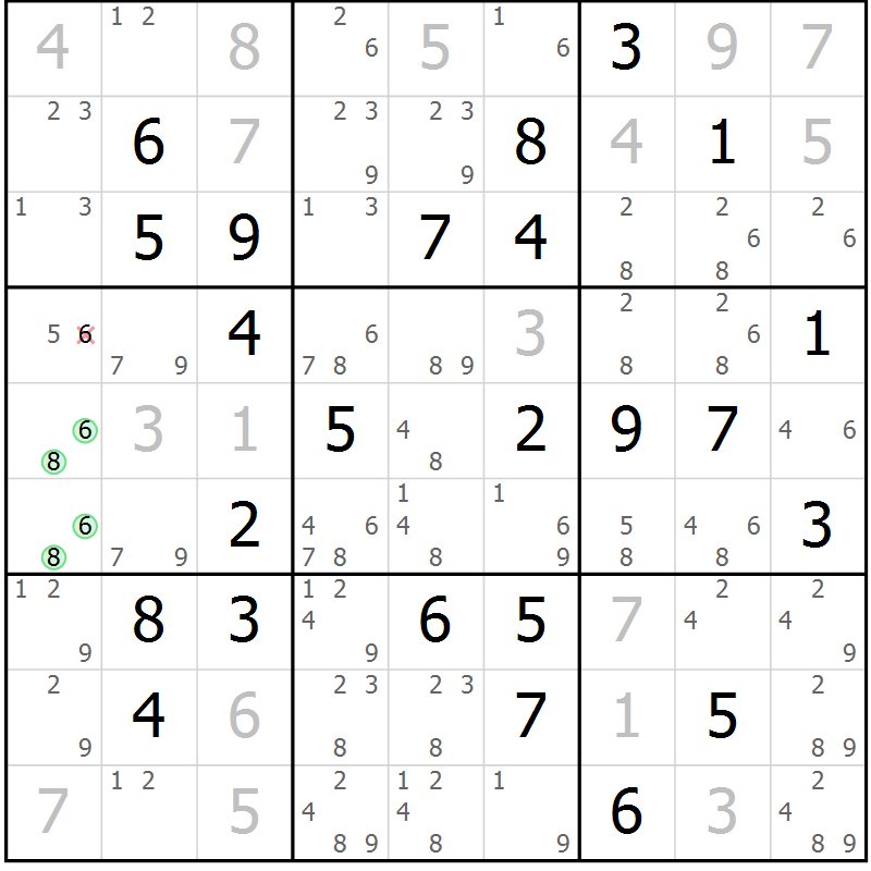 Position des candidats pour la solution de la Gr 44 page 47 du magazine de sudoku Maestro n° 085