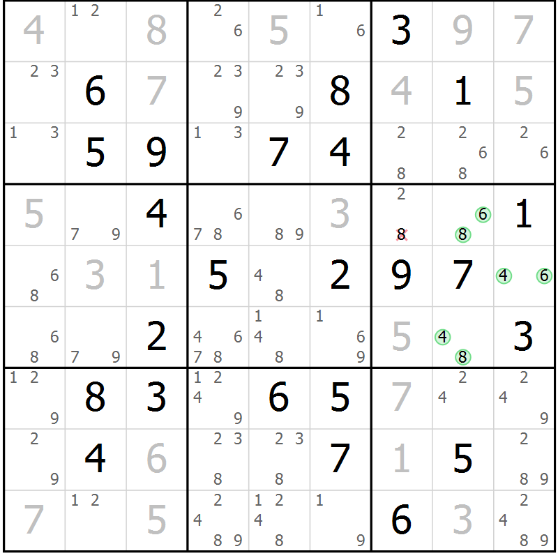 Position des candidats pour la solution de la Gr 44 page 47 du magazine de sudoku Maestro n° 085